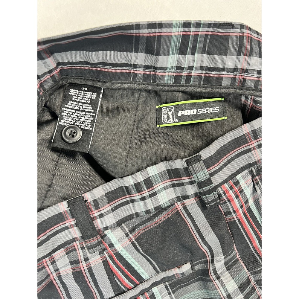 PGA Tour Pro Series Mens Size 34 Black Plaid Chino Golf‎ Shorts - Picture 10 of 11